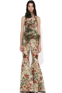 Marques ' Almeida Tops | Tops | GREEN BROCADE PEPLUM CORSET TOP MULTICOLOUR
