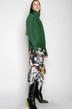 Marques ' Almeida Knitwear | Tops | DRAPED JUMPER IN MERINO KNIT GREEN