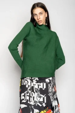 Marques ' Almeida Knitwear | Tops | DRAPED JUMPER IN MERINO KNIT GREEN