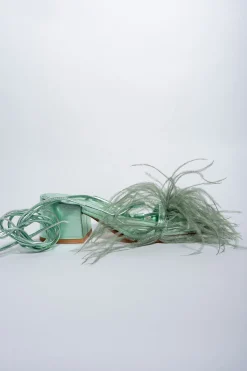 Marques ' Almeida Shoes | GREEN FEATHER STRAPPY SANDAL LIGHTGREEN