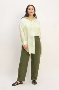 Marques ' Almeida Tops | M'a X Everlane | GREEN TIE-DYE SATIN SHIRT LIGHTGREEN