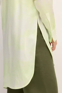 Marques ' Almeida Tops | M'a X Everlane | GREEN TIE-DYE SATIN SHIRT LIGHTGREEN