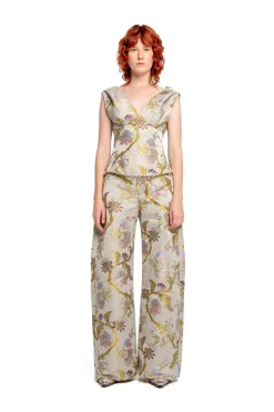 Marques ' Almeida Bottoms | SATIN BROCADE BOYFRIEND TROUSERS GREY