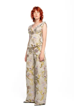 Marques ' Almeida Bottoms | SATIN BROCADE BOYFRIEND TROUSERS GREY