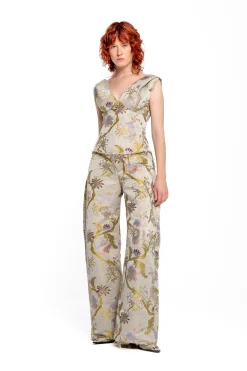 Marques ' Almeida Bottoms | SATIN BROCADE BOYFRIEND TROUSERS GREY