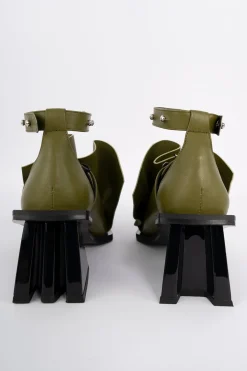 Marques ' Almeida Shoes | POINTY FRILL LACE UP PUMPS KHAKI