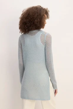 Marques ' Almeida Knitwear | Tops | LIGHT BLUE MESH KNIT LONG JUMPER LIGHTBLUE