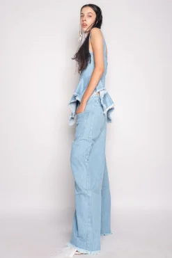 Marques ' Almeida Denim | Bottoms | LIGHT BLUE PATCH POCKET BOYFRIEND TROUSERS LIGHTBLUE