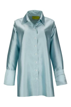 Marques ' Almeida Outerwear | Tops | LIGHT BLUE SATIN OVERSIZED SHIRT LIGHTBLUE