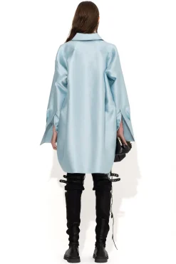 Marques ' Almeida Outerwear | Tops | LIGHT BLUE SATIN OVERSIZED SHIRT LIGHTBLUE
