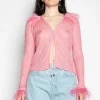 Marques ' Almeida Tops | Knitwear | LIGHT PINK VISCOSE KNITTED TOP WITH FEATHERS LIGHTPINK