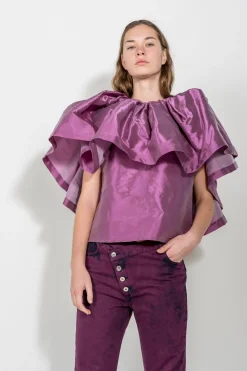 Marques ' Almeida Tops | Tops | PLEATED CAPE TOP LILAC