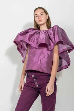 Marques ' Almeida Tops | Tops | PLEATED CAPE TOP LILAC