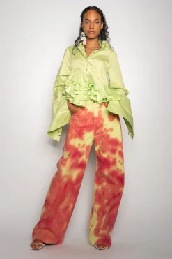 Marques ' Almeida Bottoms | Denim | LIME AND RED TIE DYE BOYFRIEND TROUSERS MULTICOLOUR