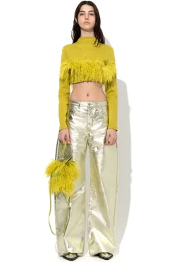 Marques ' Almeida Tops | Tops | CROPPED FEATHER TOP LIME