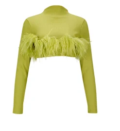 Marques ' Almeida Tops | Tops | CROPPED FEATHER TOP LIME