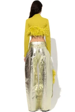 Marques ' Almeida Tops | Tops | CROPPED FEATHER TOP LIME