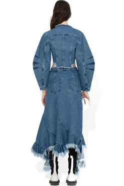 Marques ' Almeida Outerwear | Denim | MID ROUND SLEEVE CROPPED JACKET BLUE