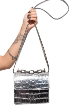 Marques ' Almeida Accessories | MINI CHAIN BAG IN CROCO SILVER