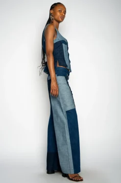 Marques ' Almeida Denim | Bottoms | MIXED DENIM BOYFRIEND TROUSERS BLUE