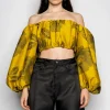 Marques ' Almeida Tops | FLORAL OFF SHOULDER TOP MUSTARD