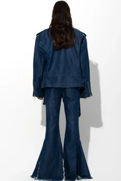 Marques ' Almeida Bottoms | Denim | DENIM BOOTCUT DECONSTRUCTED JEANS NAVY