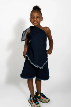 Marques ' Almeida Tops | DENIM ONE SHOULDER KNOT TOP NAVY