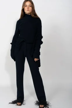 Marques ' Almeida Bottoms | Knitwear | KNITTED TROUSERS NAVY