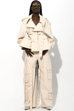 Marques ' Almeida Outerwear | Denim | CROPPED TRENCH COAT OFF-WHITE