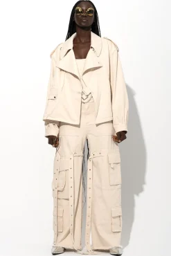 Marques ' Almeida Outerwear | Denim | CROPPED TRENCH COAT OFF-WHITE