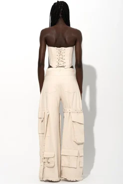 Marques ' Almeida Bottoms | Denim | MULTI POCKET CARGO TROUSERS OFF-WHITE