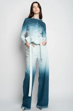 Marques ' Almeida Bottoms | Denim | OMBRE DENIM BOYFRIEND JEANS WITH BELTS BLUE
