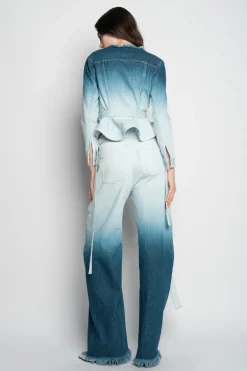 Marques ' Almeida Bottoms | Denim | OMBRE DENIM BOYFRIEND JEANS WITH BELTS BLUE