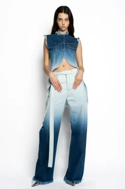 Marques ' Almeida Tops | Denim | OMBRE DENIM PUSHED-BACK VEST BLUE