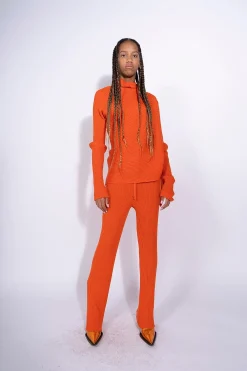 Marques ' Almeida Knitwear | Tops | DRAPED JUMPER IN MERINO KNIT ORANGE