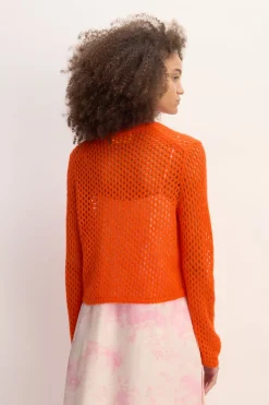 Marques ' Almeida Knitwear | Outerwear | MESH KNIT CARDIGAN ORANGE