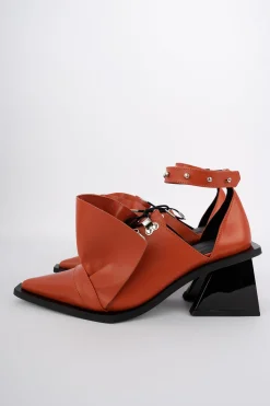 Marques ' Almeida Shoes | POINTY FRILL LACE UP PUMPS ORANGE