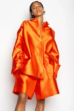 Marques ' Almeida Tops | Tops | SATIN OVERSIZED SHIRT ORANGE
