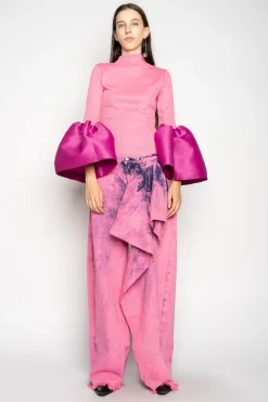 Marques ' Almeida Denim | Bottoms | PINK BOYFRIEND TROUSERS WITH BIG BOW BRIGHTPINK