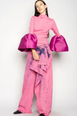 Marques ' Almeida Denim | Bottoms | PINK BOYFRIEND TROUSERS WITH BIG BOW BRIGHTPINK