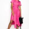 Marques ' Almeida Dresses | Dresses | PINK CROSS WAIST DRAPE T-SHIRT DRESS BRIGHTPINK