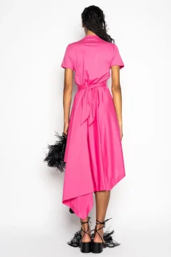 Marques ' Almeida Dresses | Dresses | PINK CROSS WAIST DRAPE T-SHIRT DRESS BRIGHTPINK