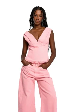 Marques ' Almeida Denim | Tops | DRILL FITTED OFF SHOULDER TOP PINK
