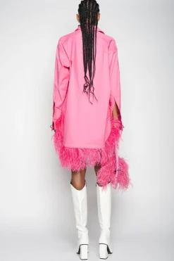 Marques ' Almeida Tops | Tops | PINK FEATHER SHIRT DRESS BRIGHTPINK