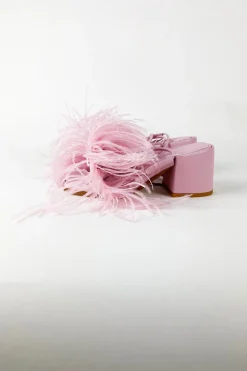 Marques ' Almeida Shoes | FEATHER STRAPPY SANDAL PINK