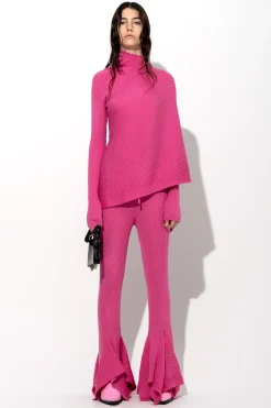 Marques ' Almeida Knitwear | Tops | PINK MERINO DRAPED JUMPER BRIGHTPINK