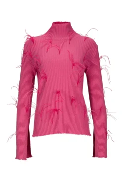 Marques ' Almeida Tops | Knitwear | MERINO FITTED FEATHER TURTLENECK PINK
