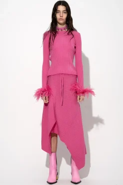 Marques ' Almeida Knitwear | Bottoms | PINK MERINO KNITTED SKIRT BRIGHTPINK