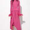 Marques ' Almeida Tops | Knitwear | PINK MERINO WOOL FITTED TOP WITH FEATHERS BRIGHTPINK