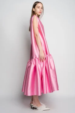 Marques ' Almeida Dresses | Dresses | PINK MIDI SLEEVELESS PUFF HEM DRESS LIGHTPINK